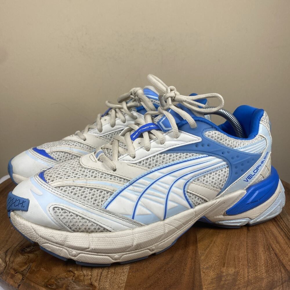 Puma Velophasis Technisch Mens Blue And White Size 9.5 Running Shoes 390932-08 - Picture 2 of 10